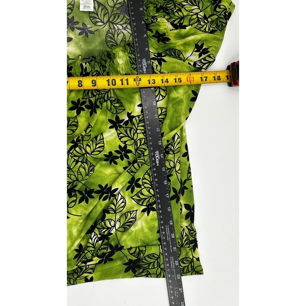 Vintage Carol Rose Green Floral Puff Sleeve Peasant Top Medium Y2K Boho Fairy - Picture 4 of 8